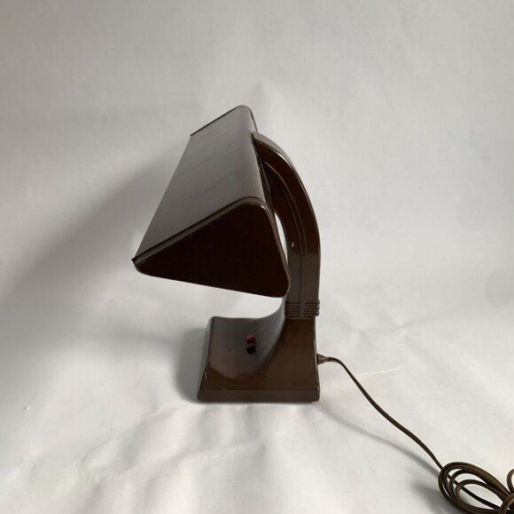 Vintage Lite Master Brown Metal Desk Lamp Wide WORKS! - Picture 5 of 8